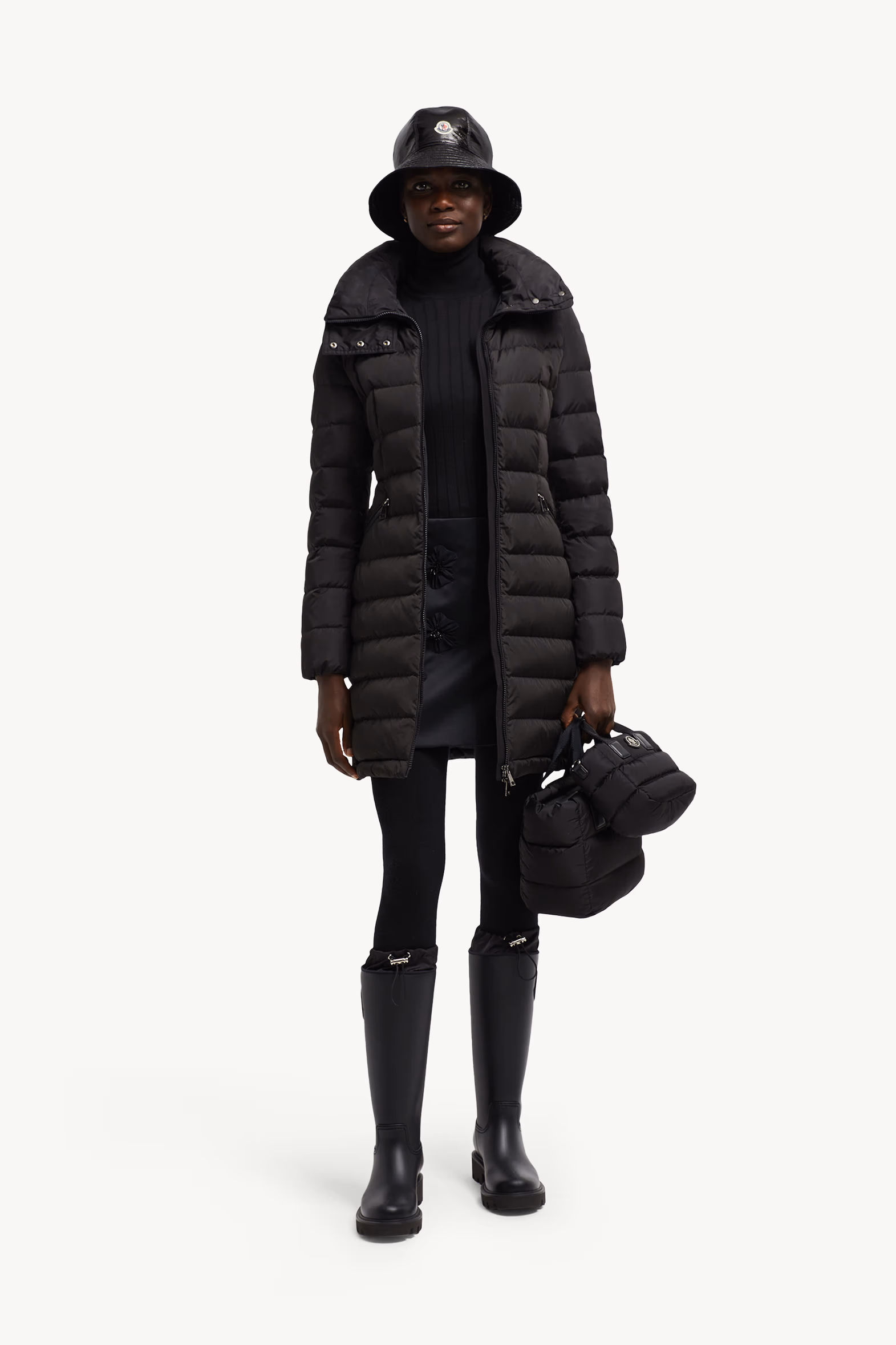 Doudoune longue à capuche Flammette Femmes Noir Moncler 0